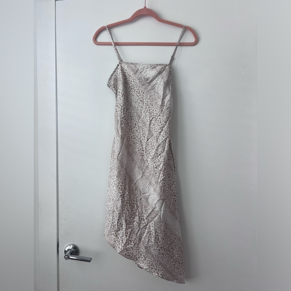 Cream and Tan Asymmetrical Dress - very light weight